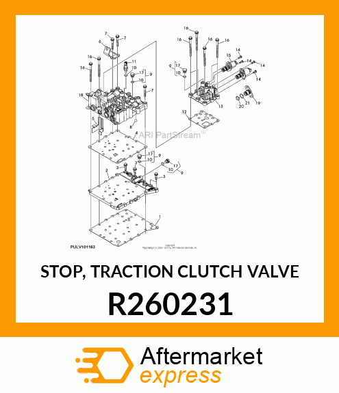 STOP, TRACTION CLUTCH VALVE R260231