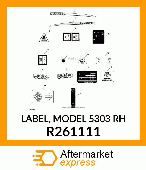 LABEL, MODEL 5303 RH R261111