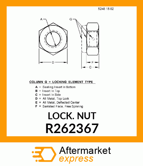 LOCK NUT R262367