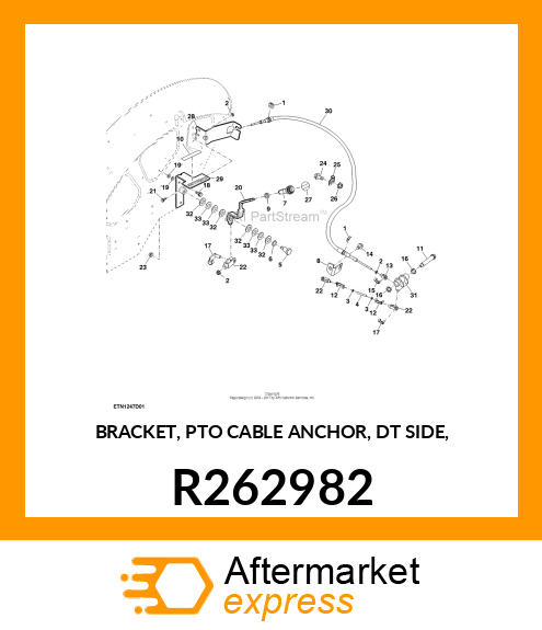 BRACKET, PTO CABLE ANCHOR, DT SIDE, R262982