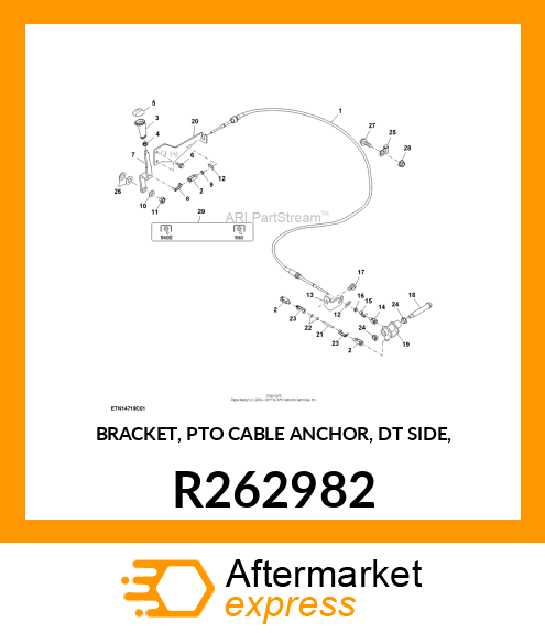 BRACKET, PTO CABLE ANCHOR, DT SIDE, R262982