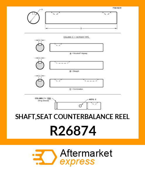 SHAFT,SEAT COUNTERBALANCE REEL R26874