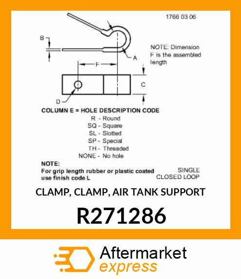 CLAMP, CLAMP, AIR TANK SUPPORT R271286