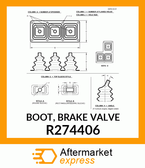 BOOT, BRAKE VALVE R274406