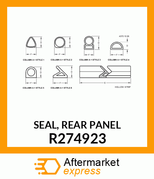 SEAL, REAR PANEL R274923