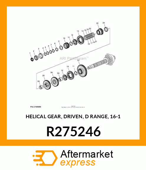 HELICAL GEAR, DRIVEN, D RANGE, 16 R275246