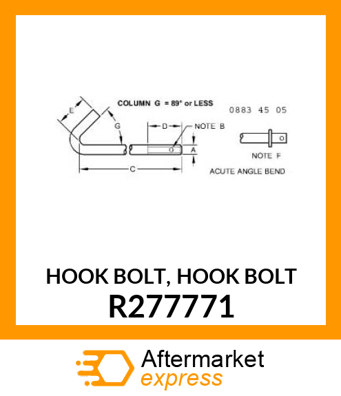 HOOK BOLT, HOOK BOLT R277771