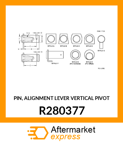 PIN, ALIGNMENT LEVER VERTICAL PIVOT R280377