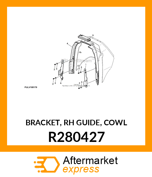 BRACKET, RH GUIDE, COWL R280427