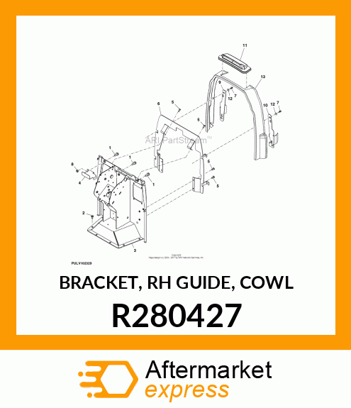 BRACKET, RH GUIDE, COWL R280427