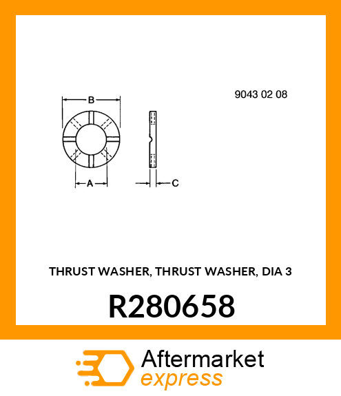 THRUST WASHER, THRUST WASHER, DIA 3 R280658