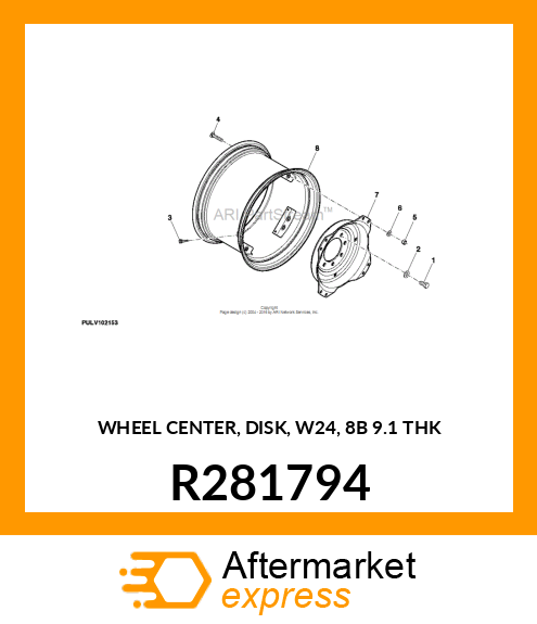 WHEEL CENTER, DISK, W24, 8B 9.1 THK R281794