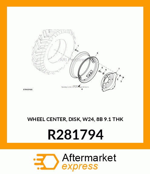 WHEEL CENTER, DISK, W24, 8B 9.1 THK R281794