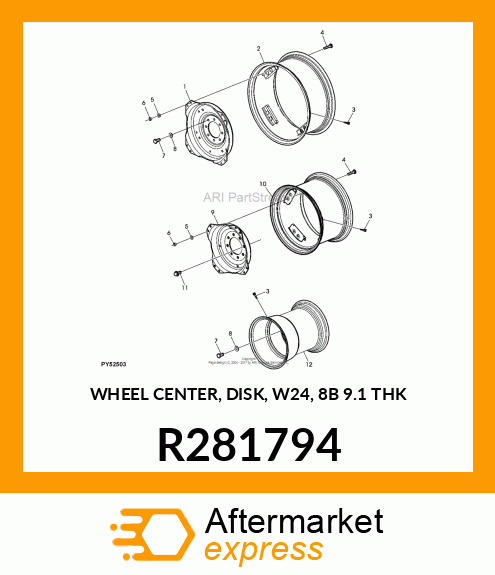 WHEEL CENTER, DISK, W24, 8B 9.1 THK R281794