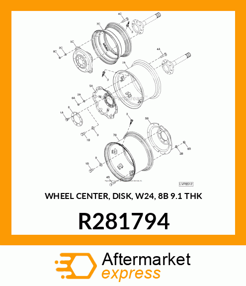 WHEEL CENTER, DISK, W24, 8B 9.1 THK R281794