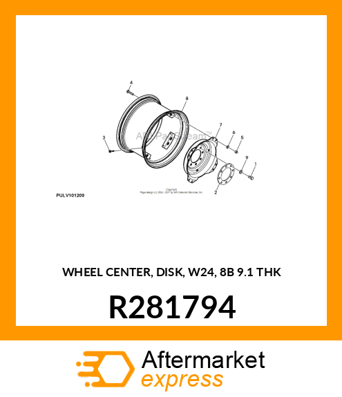 WHEEL CENTER, DISK, W24, 8B 9.1 THK R281794