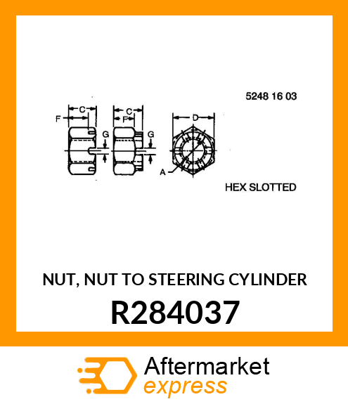 NUT, NUT TO STEERING CYLINDER R284037