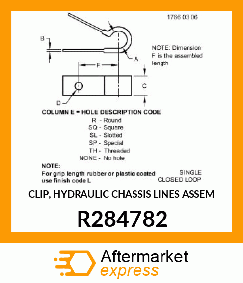 CLIP, HYDRAULIC CHASSIS LINES ASSEM R284782