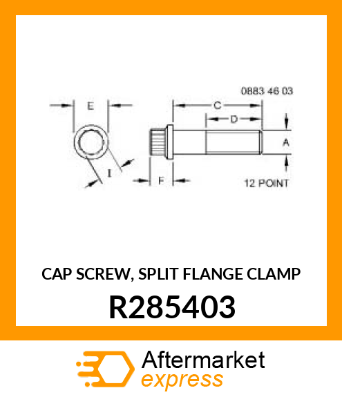 CAP SCREW, SPLIT FLANGE CLAMP R285403
