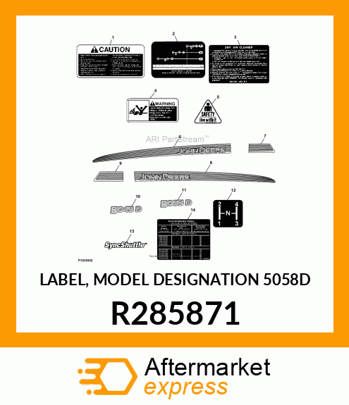 LABEL, MODEL DESIGNATION 5058D R285871