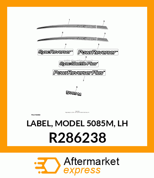 LABEL, MODEL 5085M, LH R286238