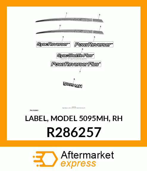 LABEL, MODEL 5095MH, RH R286257