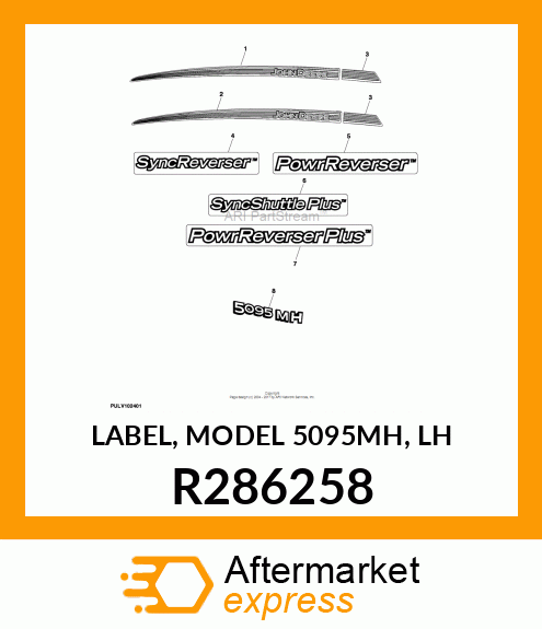 LABEL, MODEL 5095MH, LH R286258