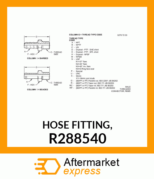 HOSE FITTING, R288540