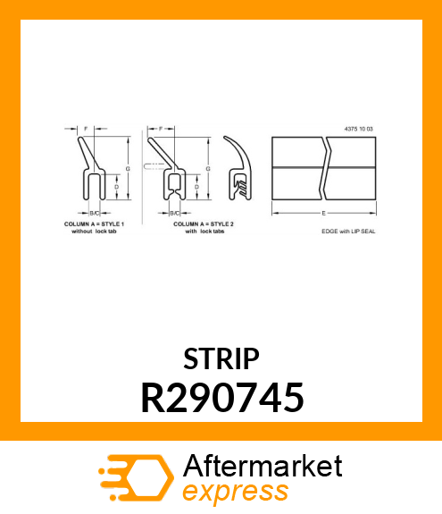 SEAL, REAR UPHOLSTERY TRIM R290745