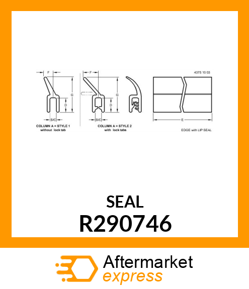 SEAL, REAR UPHOLSTERY TRIM, RH R290746