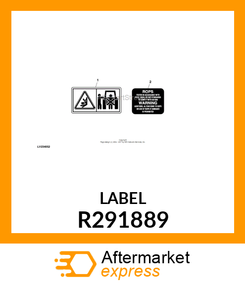 LABEL, SAFETY SIGNS, LH R291889