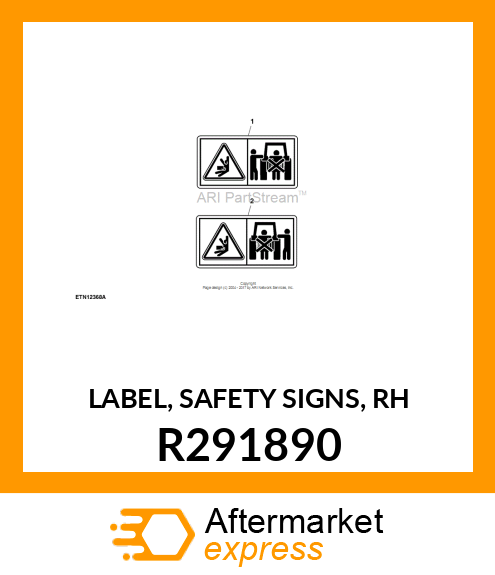 LABEL, SAFETY SIGNS, RH R291890