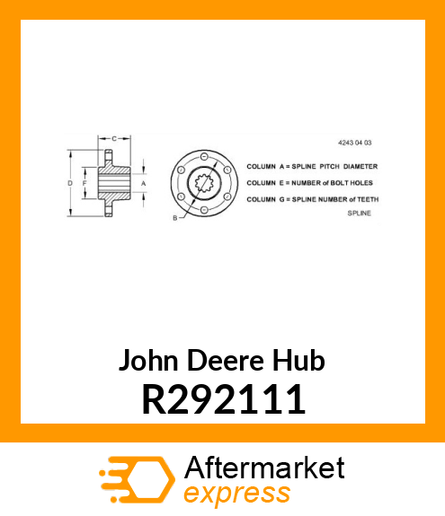 HUB, COUPLING, OUTPUT SHAFT FRONT R292111