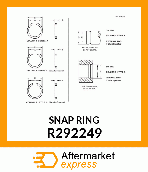 SNAP RING, INTERNAL R292249