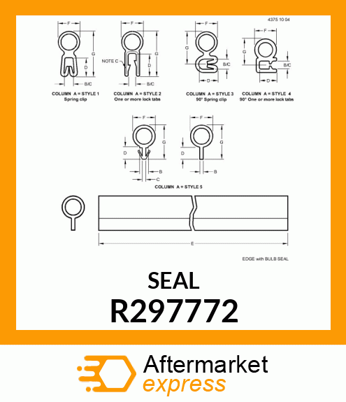 SEAL, REAR LOWER STRAP TO CHARGE AI R297772