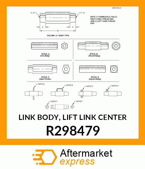 LINK BODY, LIFT LINK CENTER R298479