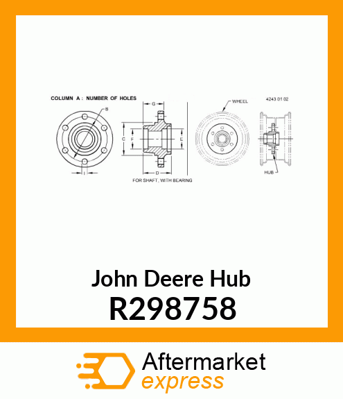 HUB, DUAL WHEEL WITH PILOT R298758