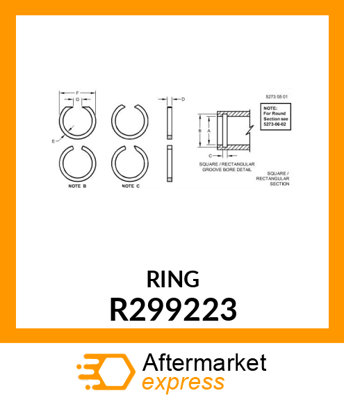 SNAP RING, INTERNAL SQUARE CROSS SE R299223