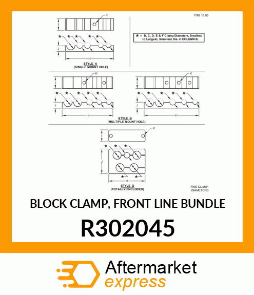 BLOCK CLAMP, FRONT LINE BUNDLE R302045