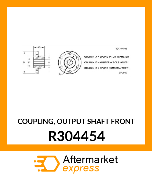 HUB, COUPLING, OUTPUT SHAFT FRONT R304454