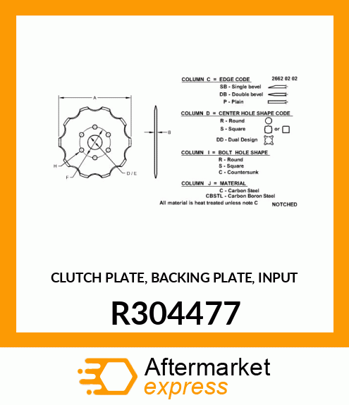 CLUTCH PLATE, BACKING PLATE, INPUT R304477