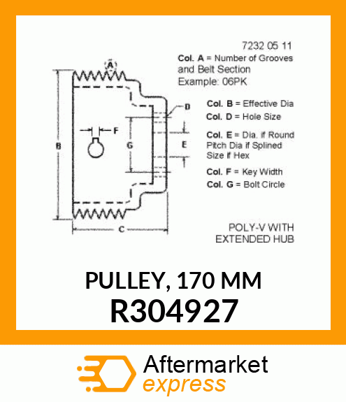 PULLEY, 170 MM R304927