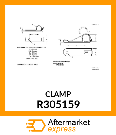 HALF CLAMP, 63.5 DIA TUBE R305159