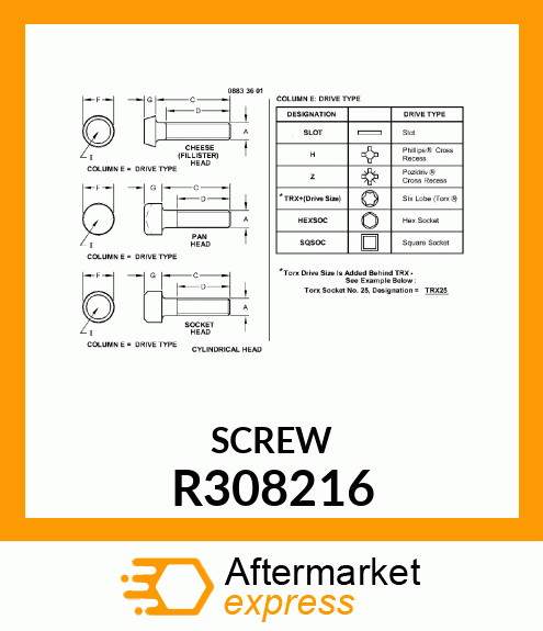 CAP SCREW, ILS EHPR VALVE MOUNTING R308216