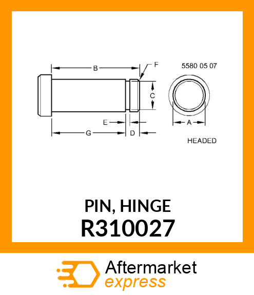 PIN, HINGE R310027