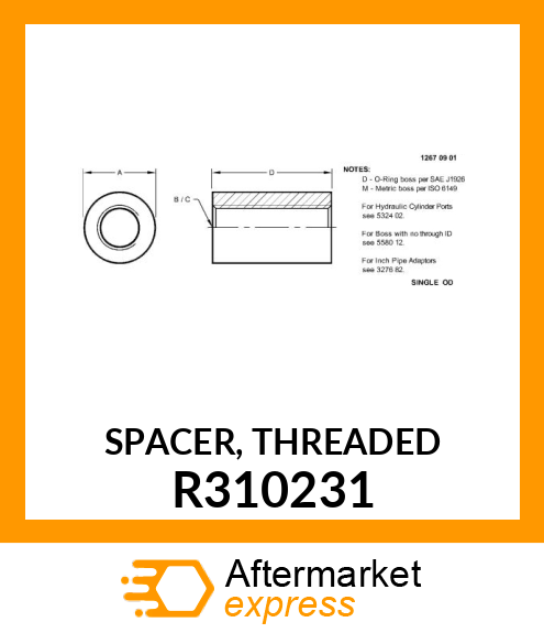 SPACER, THREADED R310231