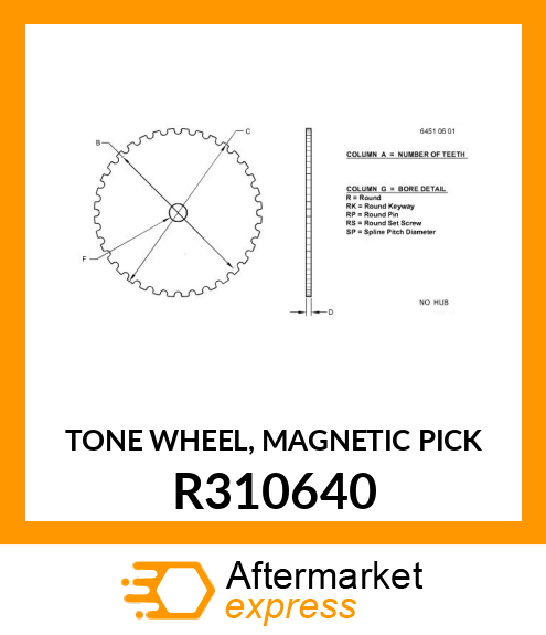 TONE WHEEL, MAGNETIC PICK R310640