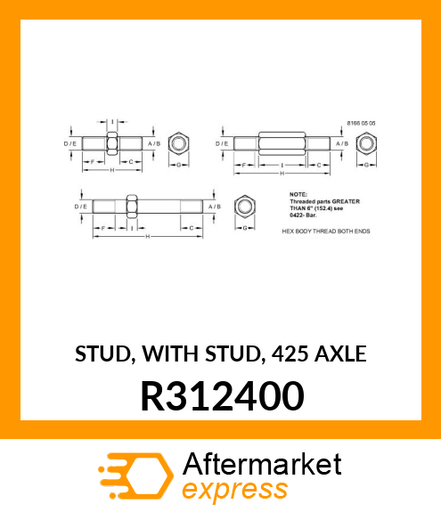 STUD, WITH STUD, 425 AXLE R312400