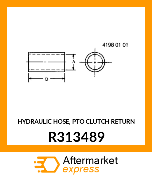 HYDRAULIC HOSE, PTO CLUTCH RETURN R313489