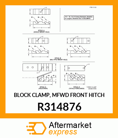 BLOCK CLAMP, MFWD FRONT HITCH R314876